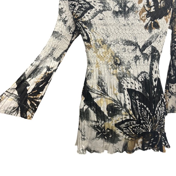 Alberto Makali Women's Size S Print Smocked Square Neck Long Sleeve Tunic Top - Picture 4 of 8